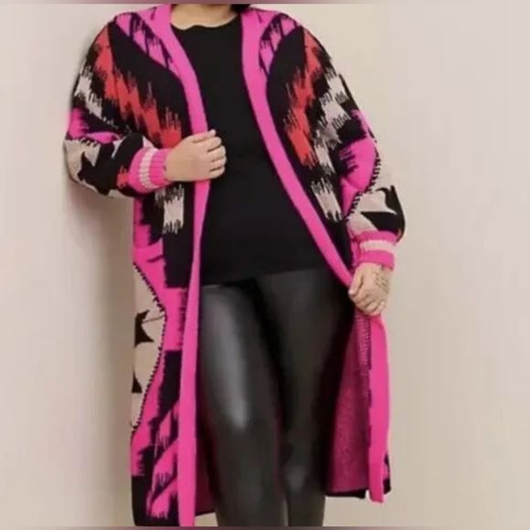 torrid Sweaters - TORRID Vegan Cashmere Vibrant Pink Black Duster Coatigan - Size 3